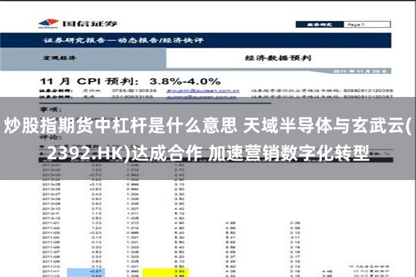 炒股指期货中杠杆是什么意思 天域半导体与玄武云(2392.HK)达成合作 加速营销数字化转型