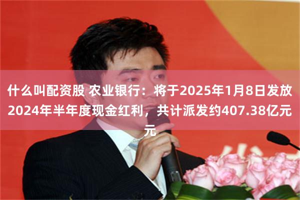 什么叫配资股 农业银行：将于2025年1月8日发放2024年半年度现金红利，共计派发约407.38亿元