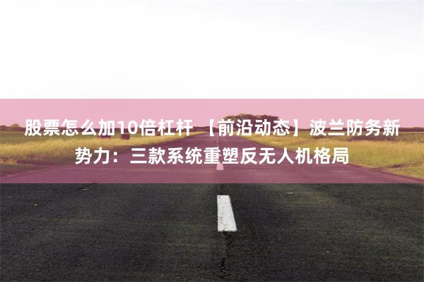 股票怎么加10倍杠杆 【前沿动态】波兰防务新势力：三款系统重塑反无人机格局